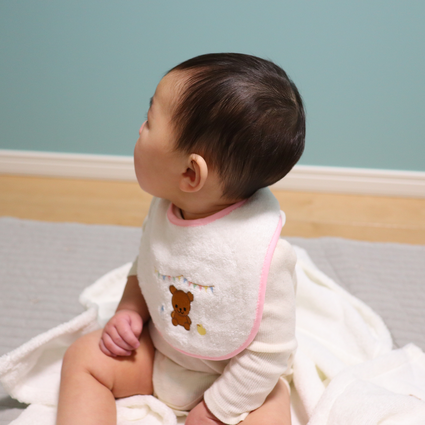 ママも嬉しい 沐浴プレミアムセット（ガーゼバスタオル+スタイ+ミトン+おむつストッカー+オムツ）　※送料無料