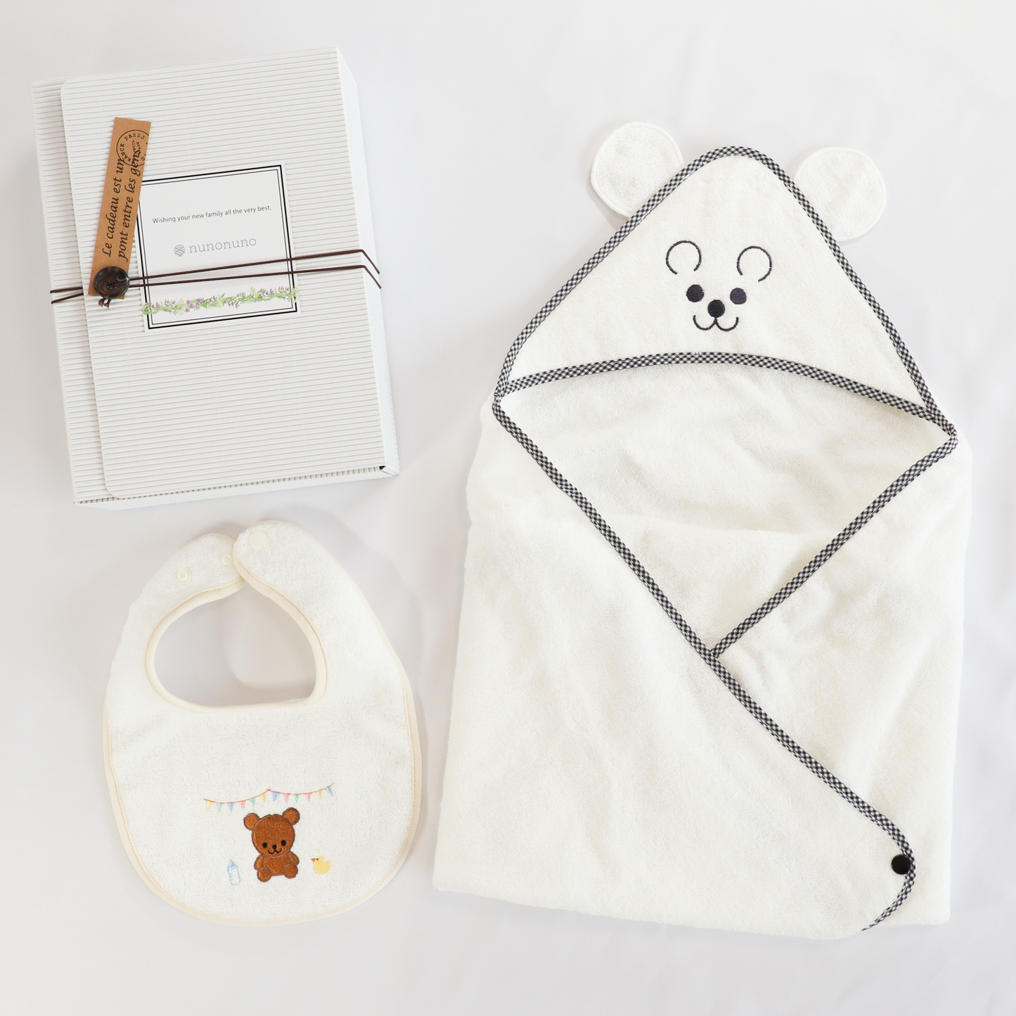 初めての出産祝い２点ギフト（タオルおくるみ+スタイ）　※送料無料