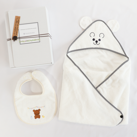 初めての出産祝い２点ギフト（タオルおくるみ+スタイ）　※送料無料